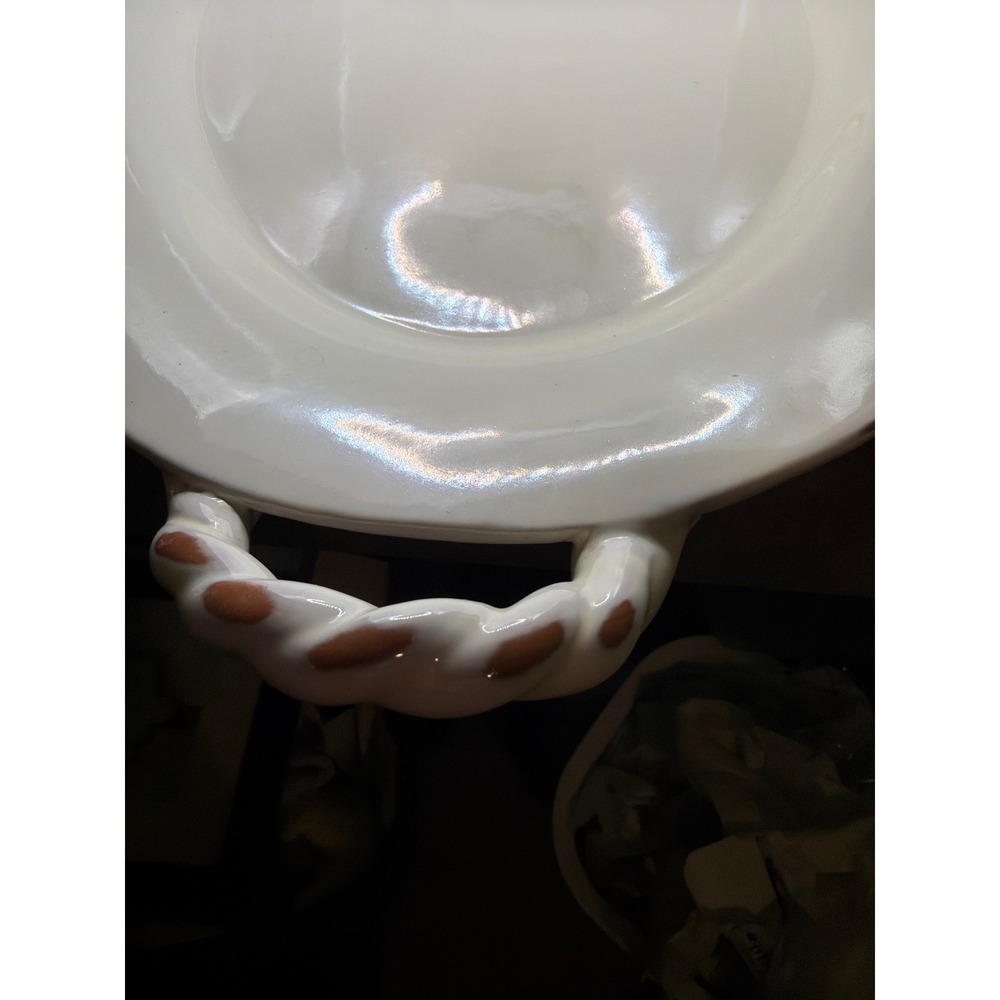 Target Home Terracotta Oval Serving Platter White Brown Oak Leaf Rope Handles - Picture 5 of 9